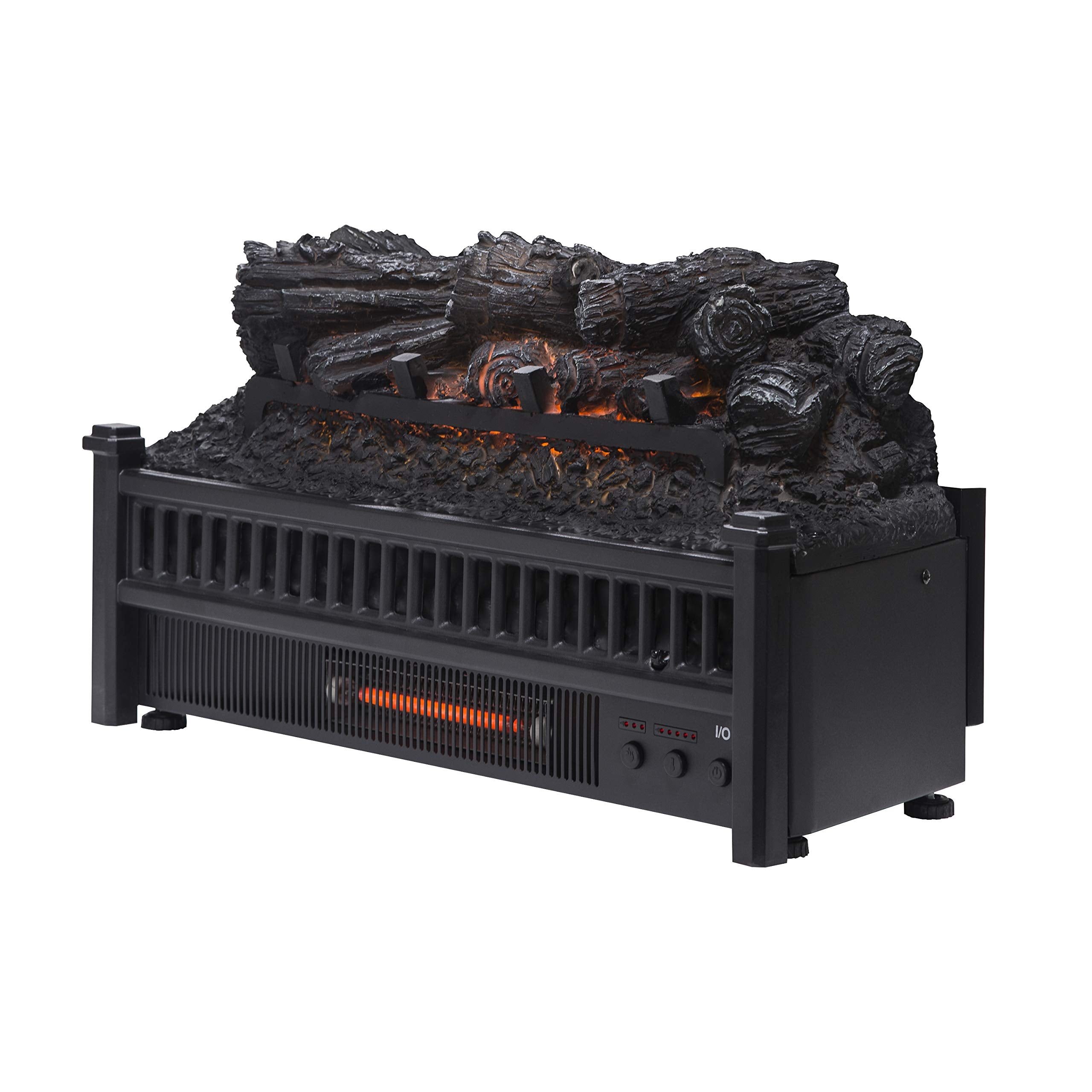 Electric Log Insert with Removeable Fireback with Heater, Black