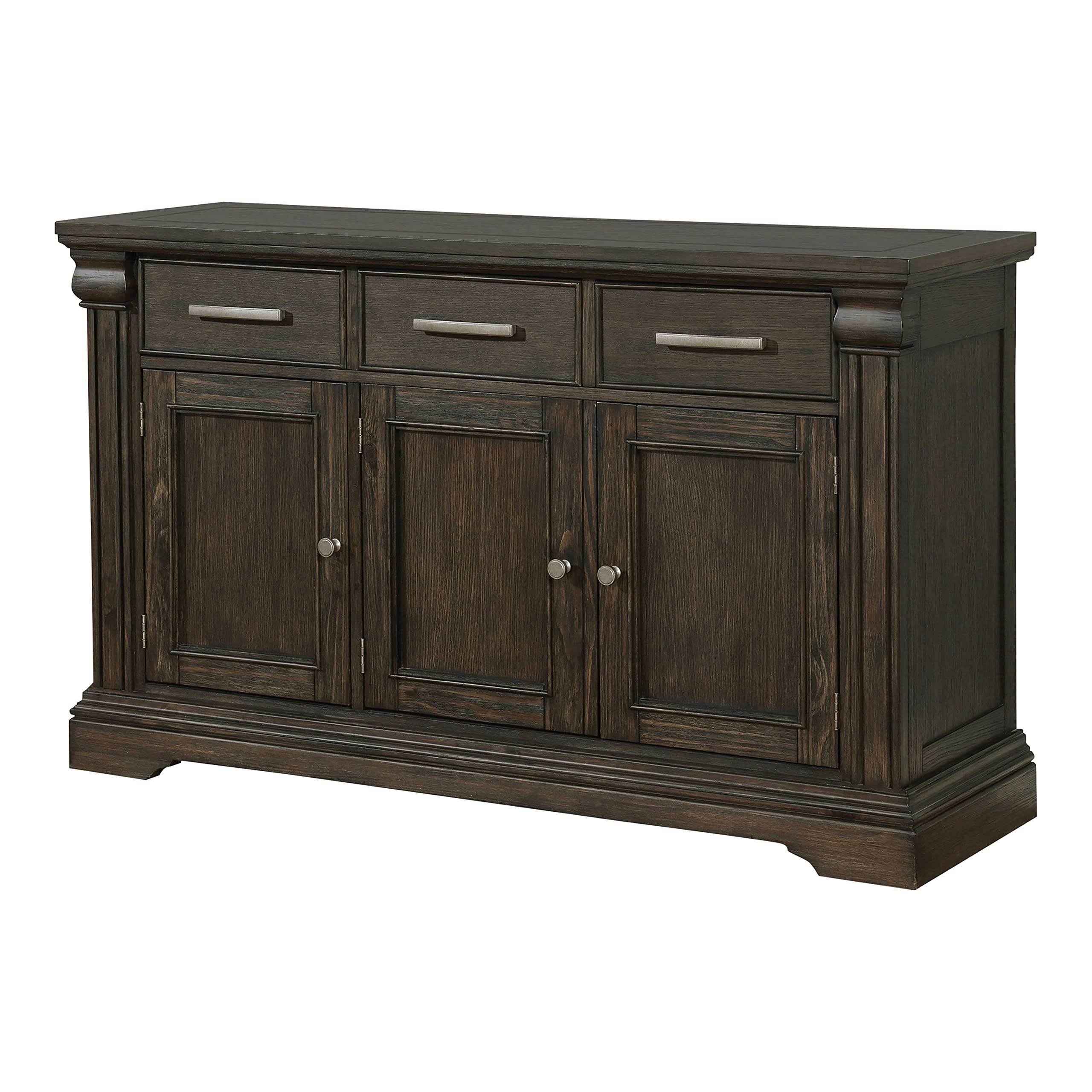 Rusel Rustic 3-Drawer Wood Buffet, Espresso