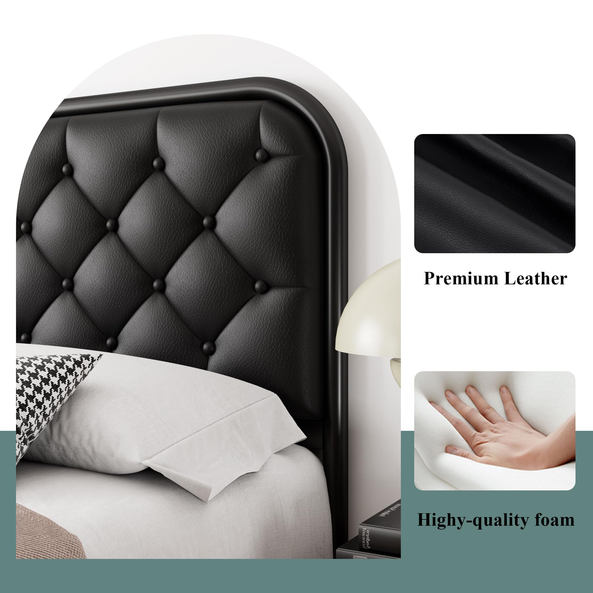 iPormis Upholstered King Platform Bed Frame, Heavy Duty Mattress Foundation, 12