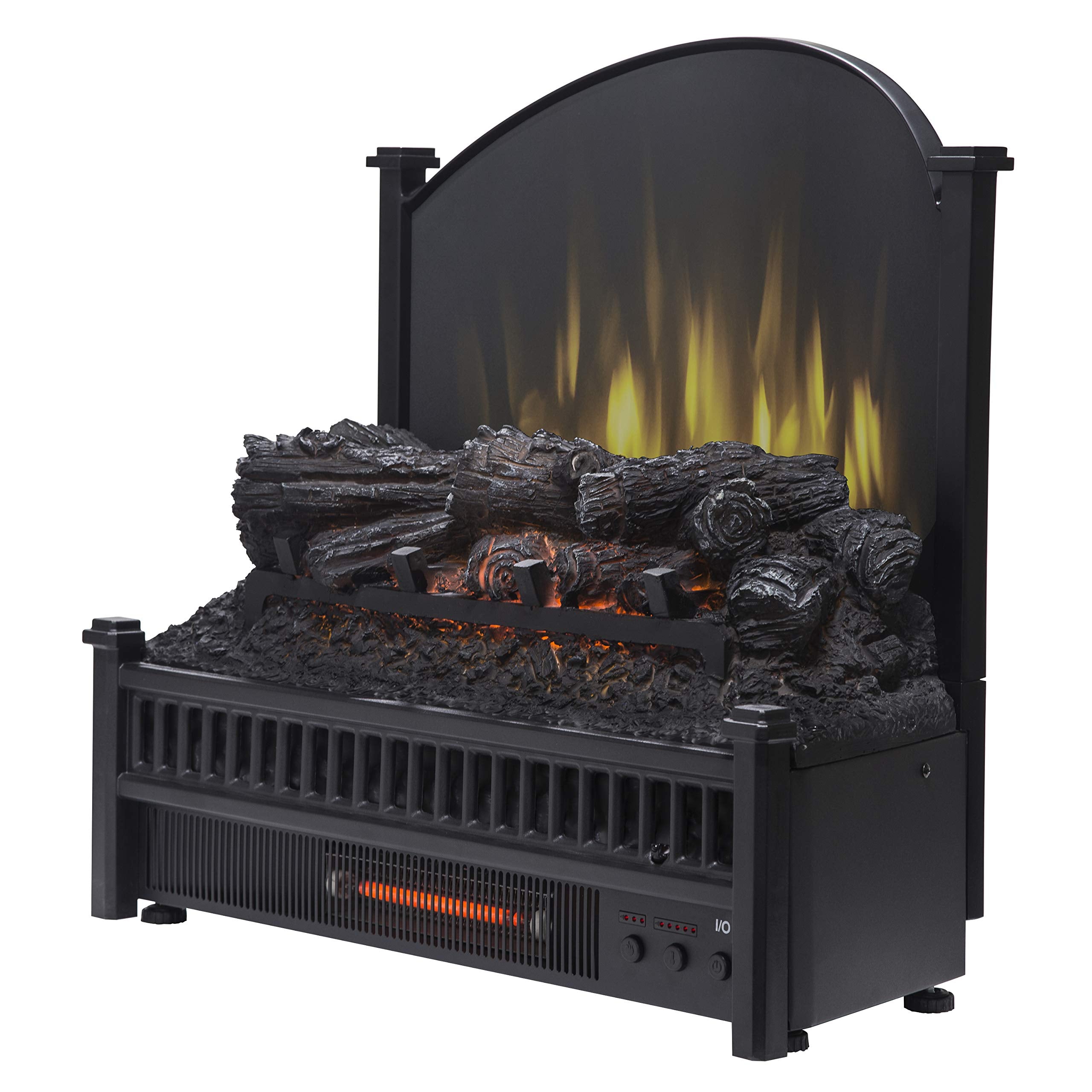 Electric Log Insert with Removeable Fireback with Heater, Black