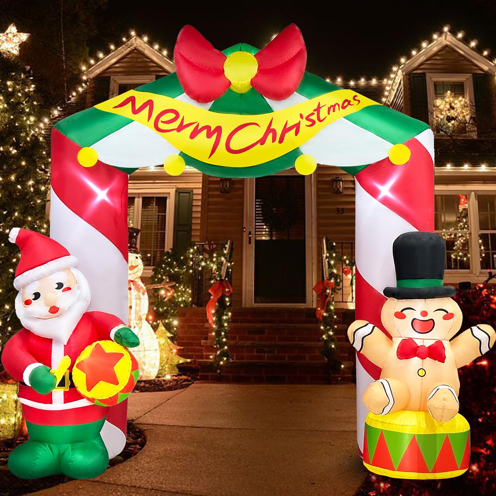 10 FT Christmas Inflatables Arch Outdoor Decorations, Christmas Archway Inflatable