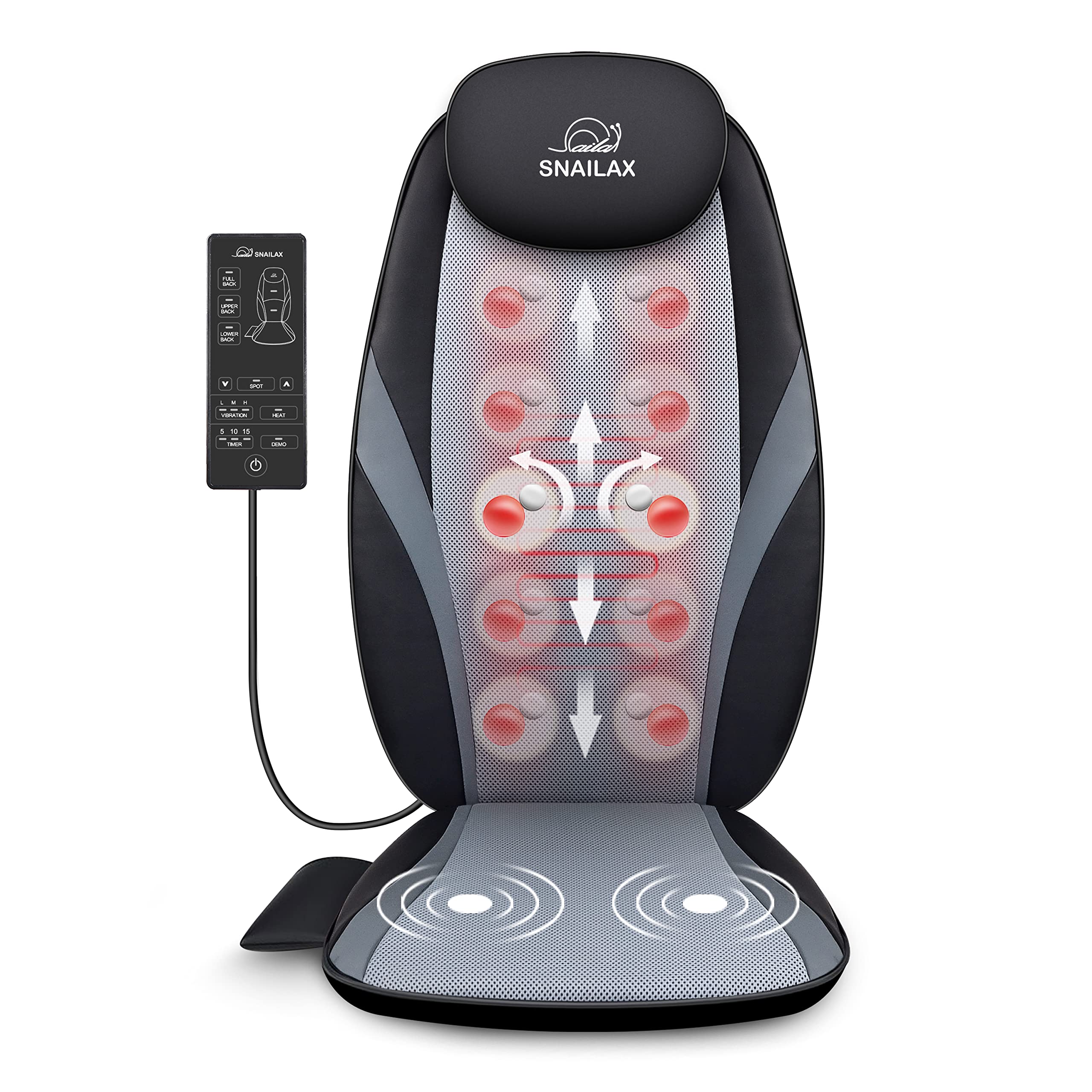 Shiatsu Massage Cushion with Heat Massage Chair Pad Kneading Back Massager for Home Office Seat use