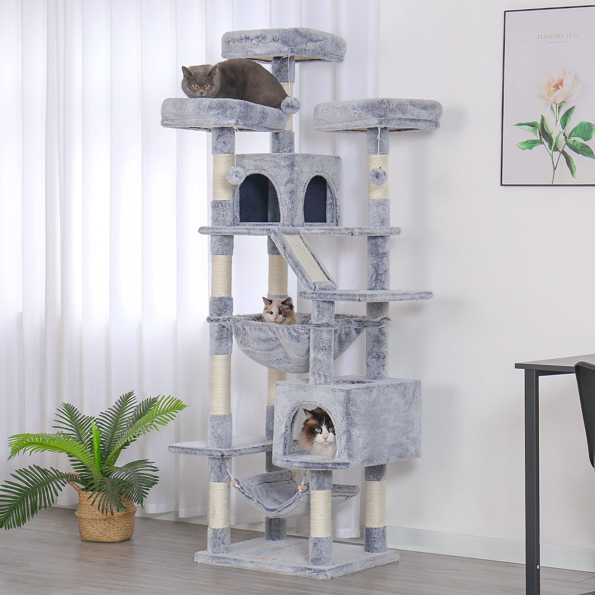 Cat Tree, 73 inches Tall Cat Tower for Large Cats 20 lbs Heavy Duty for Indoor Cats,Big