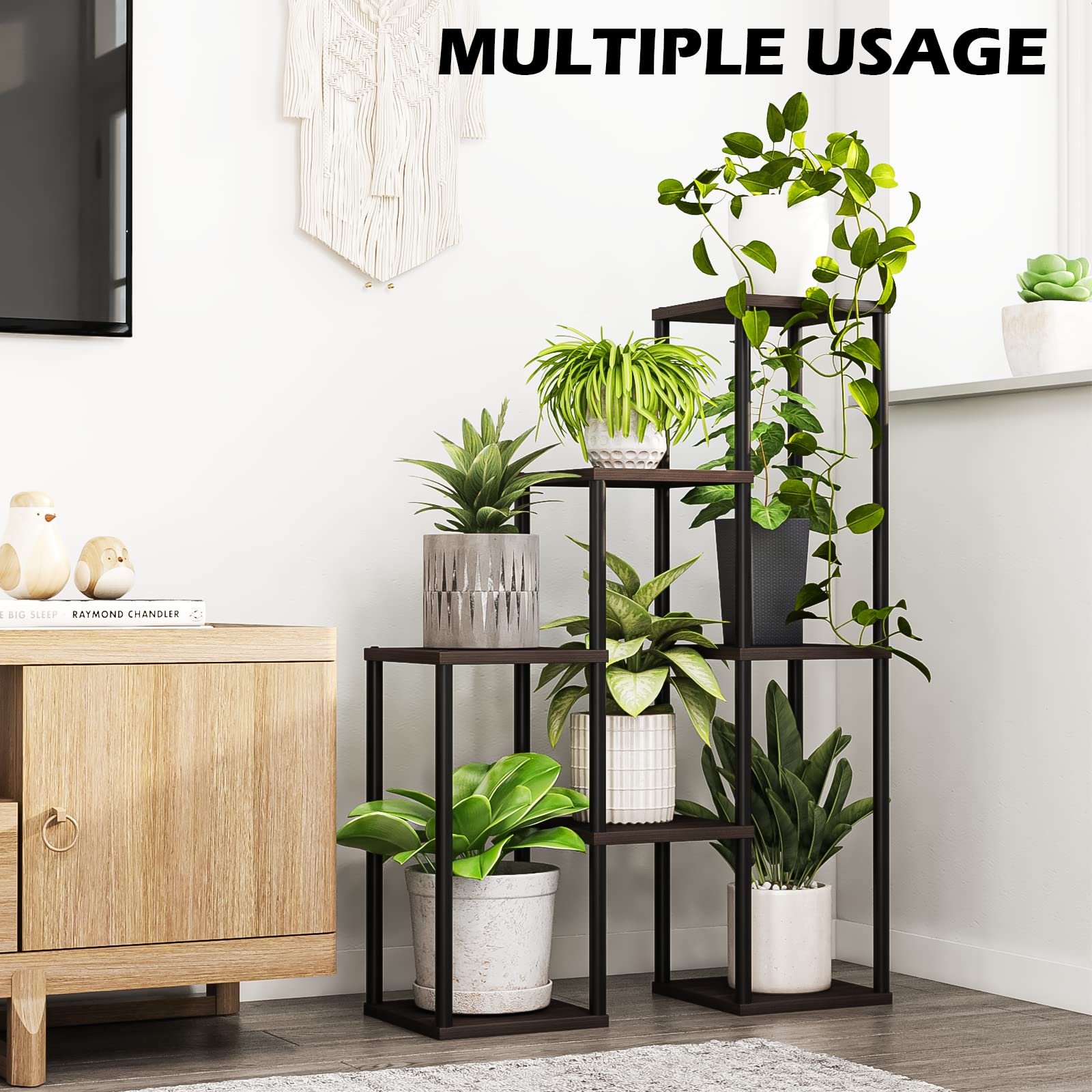 Plant Stand Indoor Plant Shelf 7 Pot Metal Black Plant Stands for Indoor Plants