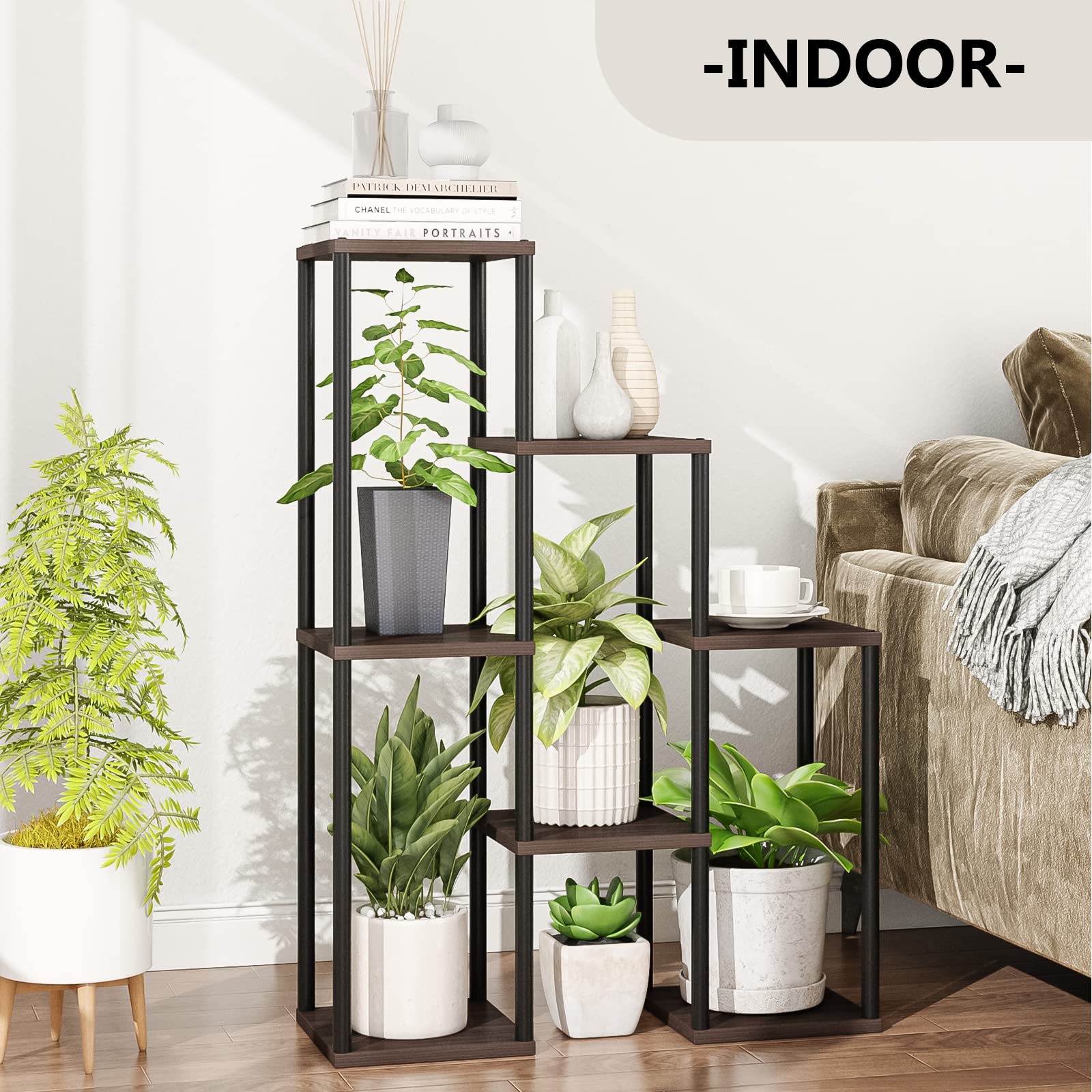 Plant Stand Indoor Plant Shelf 7 Pot Metal Black Plant Stands for Indoor Plants