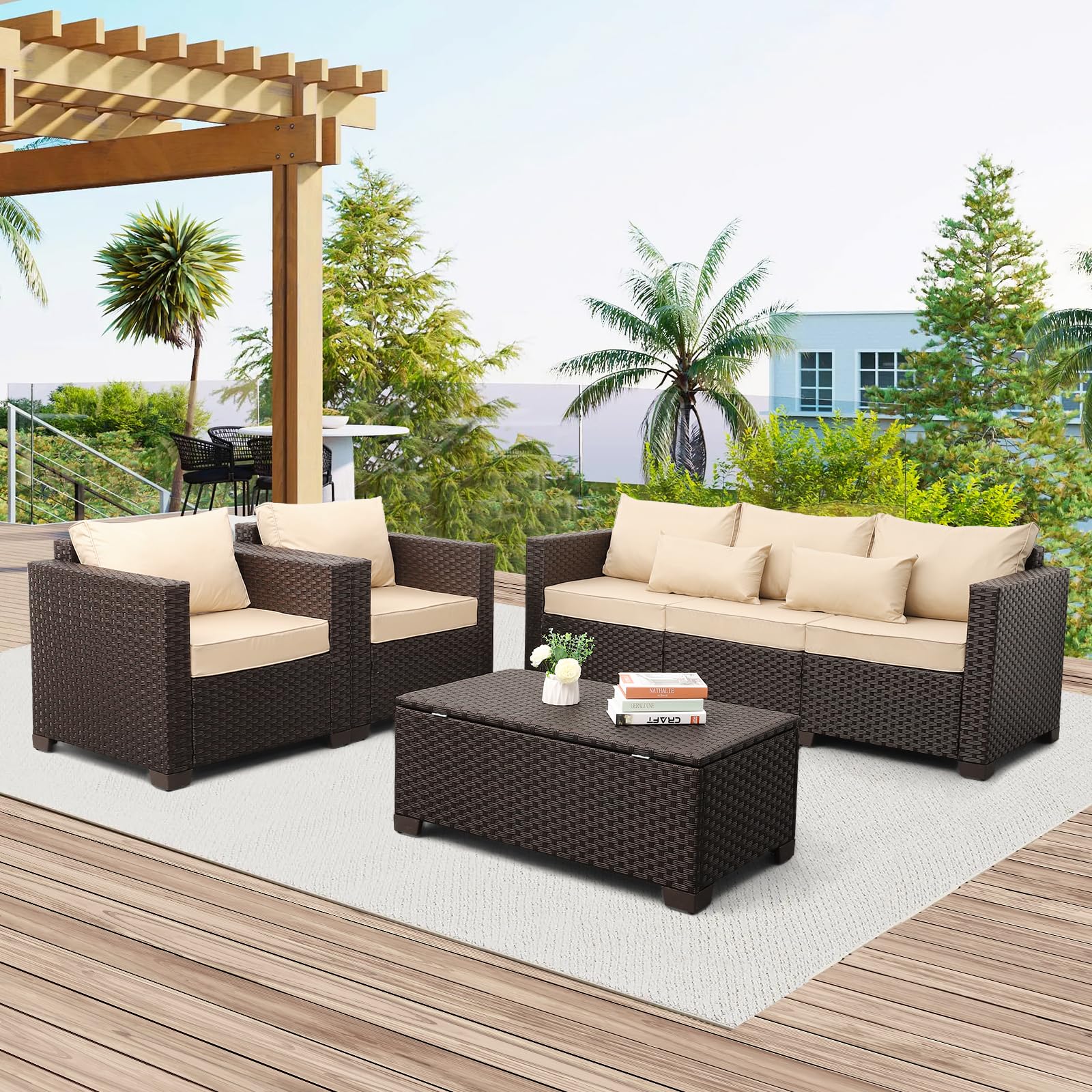 Patio Furniture Set 4 Pieces Outdoor Furniture Sets Patio Couch Outdoor Chairs Coffee