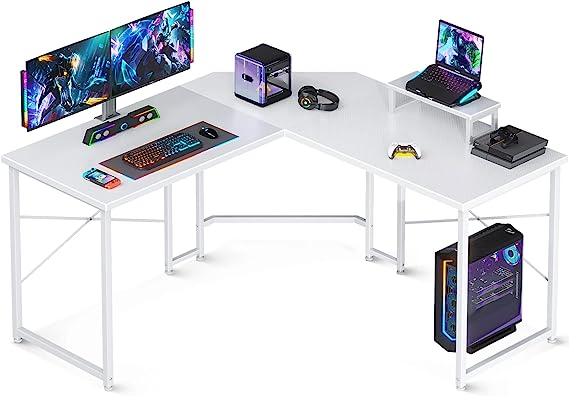 L Shaped Gaming Desk, 51 Inch Computer Desk with Monitor Stand, PC Gaming Desk