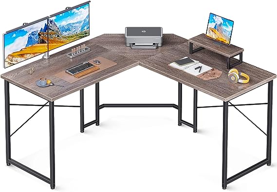 L Shaped Gaming Desk, 51 Inch Computer Desk with Monitor Stand, PC Gaming Desk