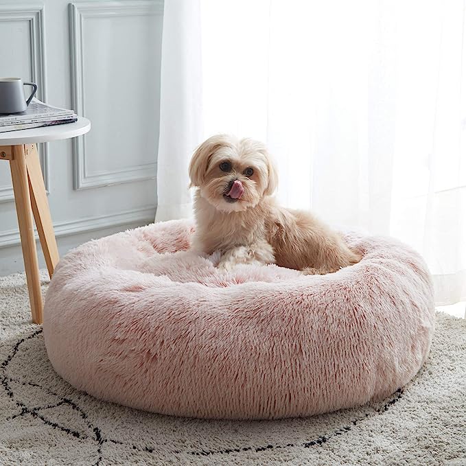 Calming Dog & Cat Bed, Anti-Anxiety Donut Cuddler Warming Cozy Soft Round Bed