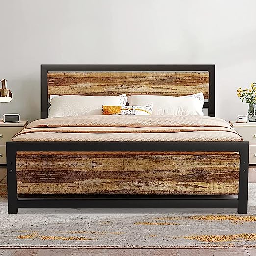 Platform Queen Bed Frame, Heavy Duty Queen Size Bed Frame with Headboard and Footboard