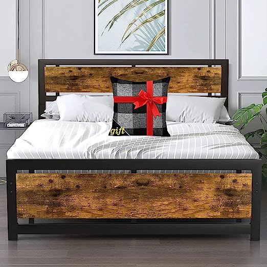 Platform Queen Bed Frame, Heavy Duty Queen Size Bed Frame with Headboard and Footboard