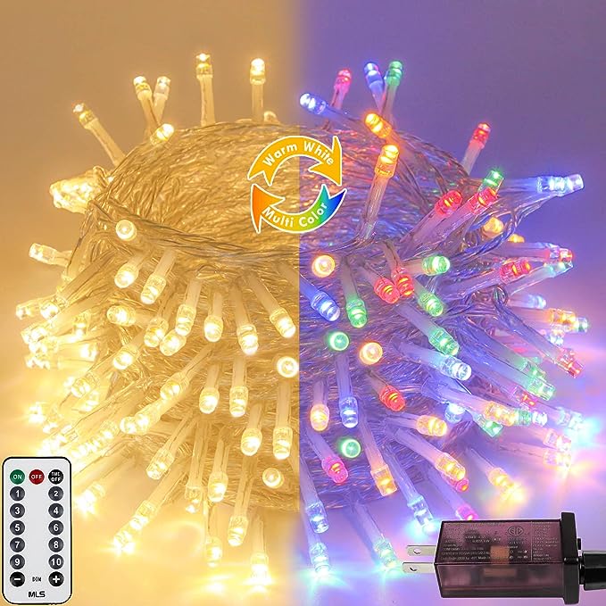 Extra-Long 66FT String Lights Outdoor/Indoor, 200 LED Upgraded Super Bright Christmas Lights