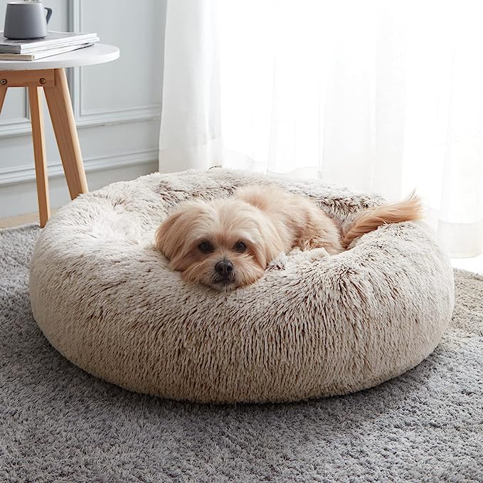 Calming Dog & Cat Bed, Anti-Anxiety Donut Cuddler Warming Cozy Soft Round Bed