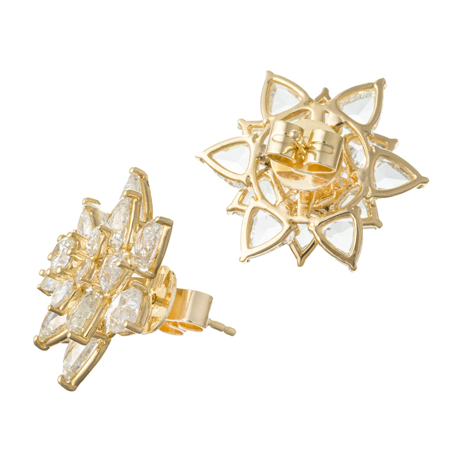 Rose-Cut Diamond Lotus Flower Earrings