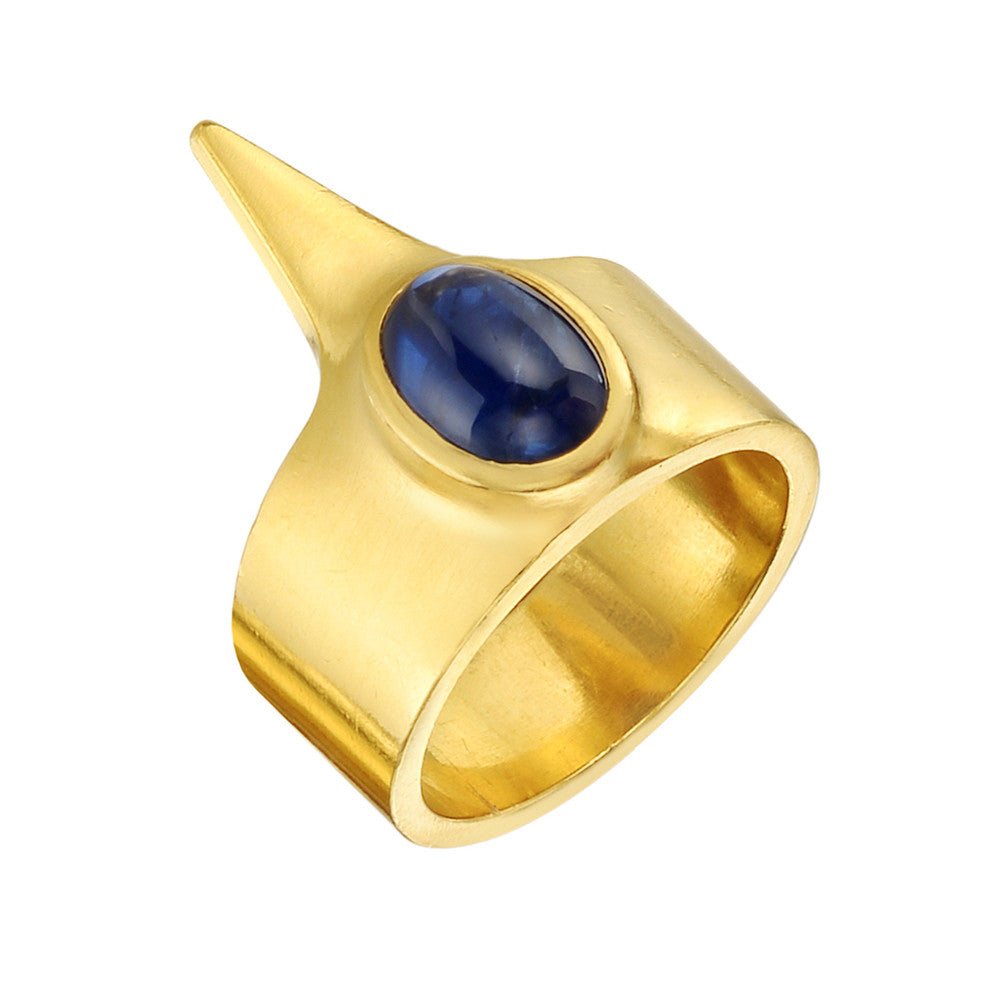 18k Yellow Gold Sapphire Crow Ring