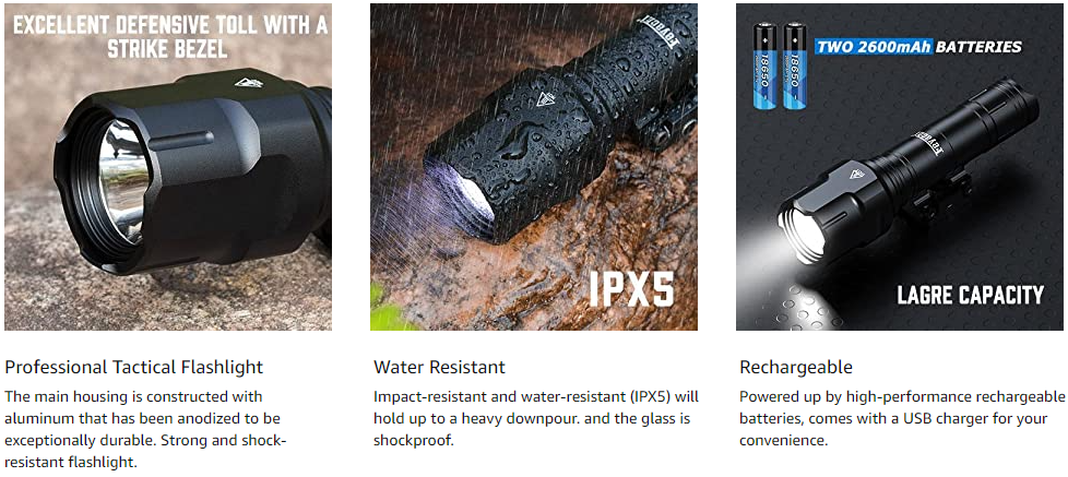 Feyachi WL25 Tactical Flashlight - Professional 1200 Lumen