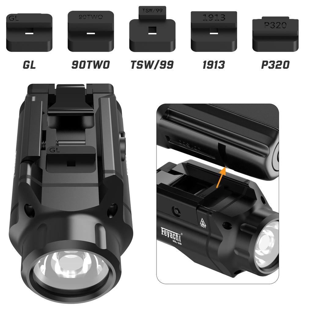 Feyachi HL-20 Tactical Pistol Light - 400 Lumen Rail Flashlight