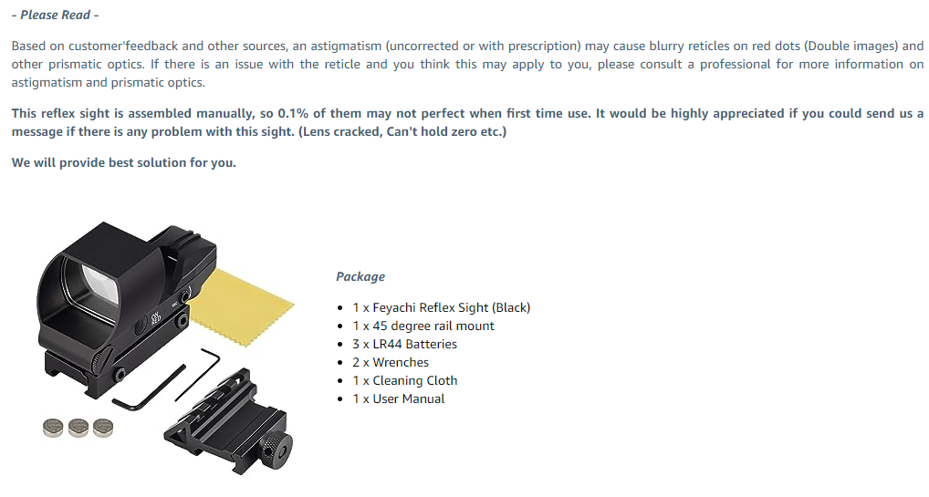 Feyachi RS-20 Red & Green Dot Sight - 4 Reticle Rail Mount