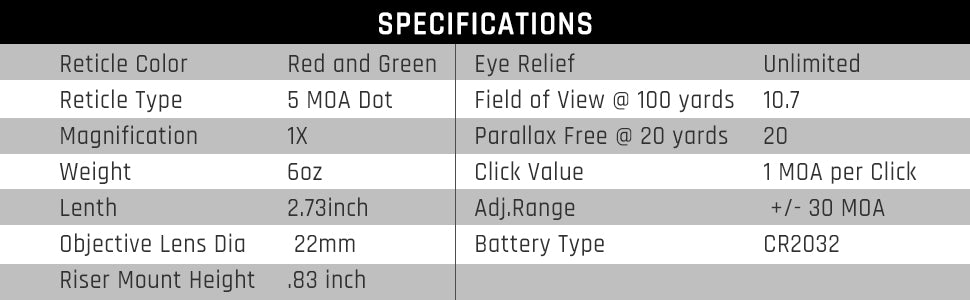 Feyachi RDS-36 Red & Green Dot Sight - Micro Reflex with Riser