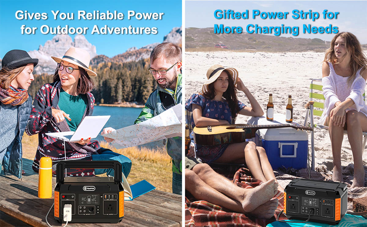 Flashfish 560W Portable Power Station, 520Wh/140400mAh Solar Generator CPAP Battery Backup Power with 2x110V/560W AC Outlets, 5xDC Output and 4xUSB Outputs, Lithium Battery Pack Emergency Power Supply for CPAP Machine Outdoor RV/Van Camping, Blackout, Emergency