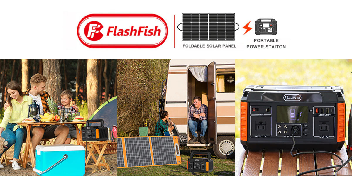 Flashfish 560W 便携式电站，520Wh/140400mAh 太阳能发电机 CPAP 电池备用电源，带 2x110V/560W 交流插座，5xDC 输出和 4xUSB 输出，锂电池组应急电源，适用于 CPAP 机户外房车/货车露营、停电、紧急