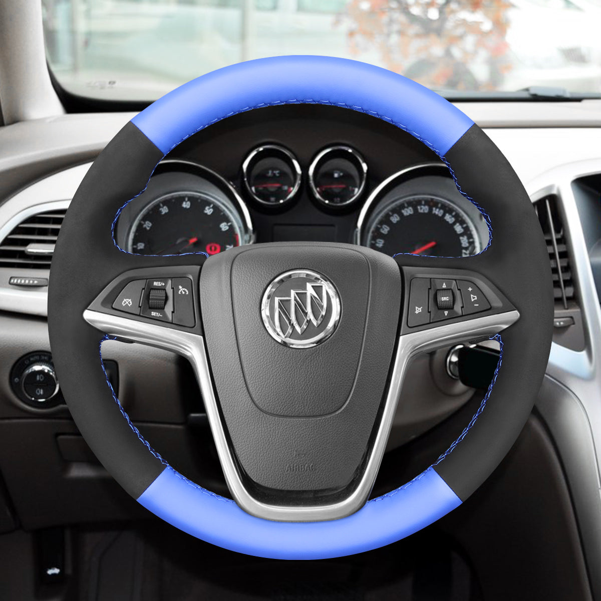 MEWANT Hand Stitch Car Steering Wheel Cover for Opel Astra (J) 2009-2015 / Buick Encore 2013-2019