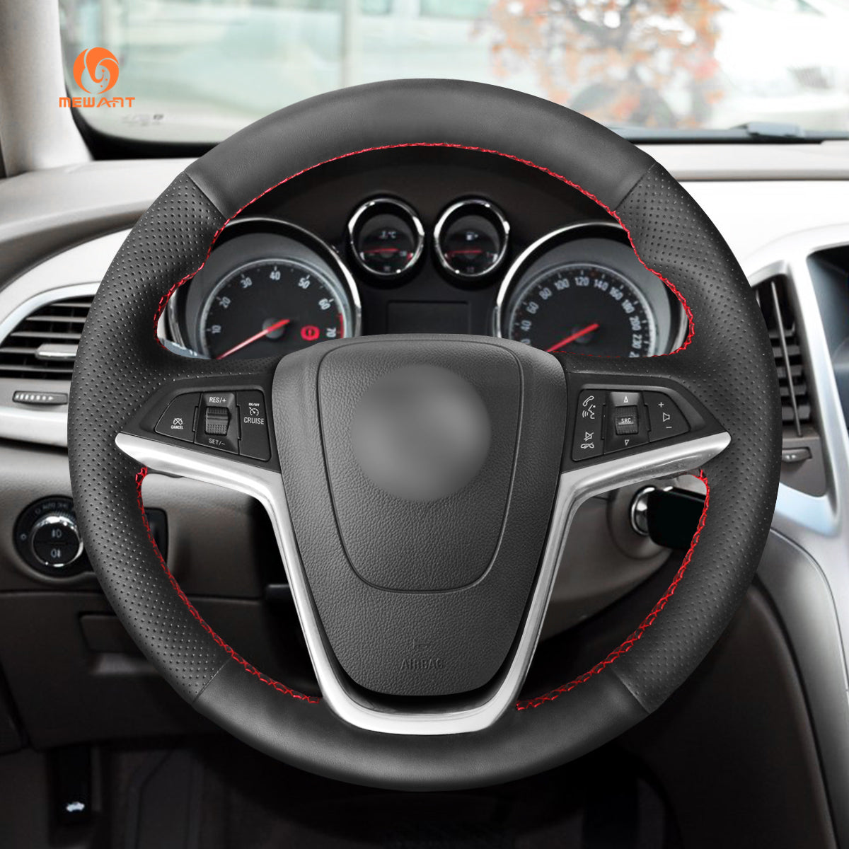 MEWANT Hand Stitch Car Steering Wheel Cover for Opel Astra (J) 2009-2015 / Buick Encore 2013-2019