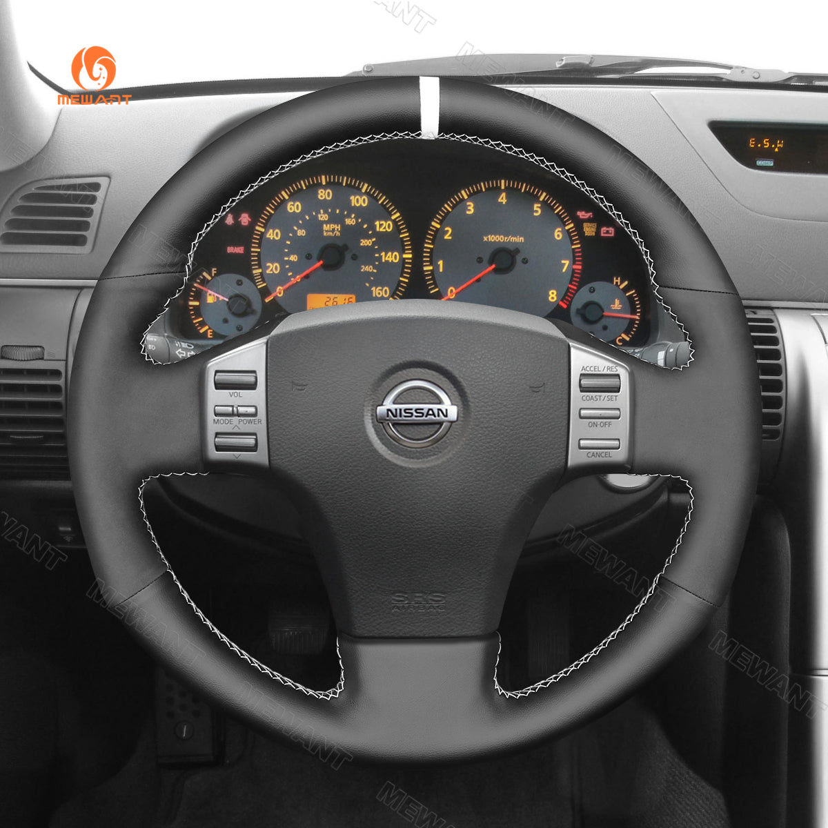 MEWANT Carbon Fiber Suede Car Steering Wheel Cover for Infiniti G35 2003-2006 / for Nissan Skyline V35 2003-2006