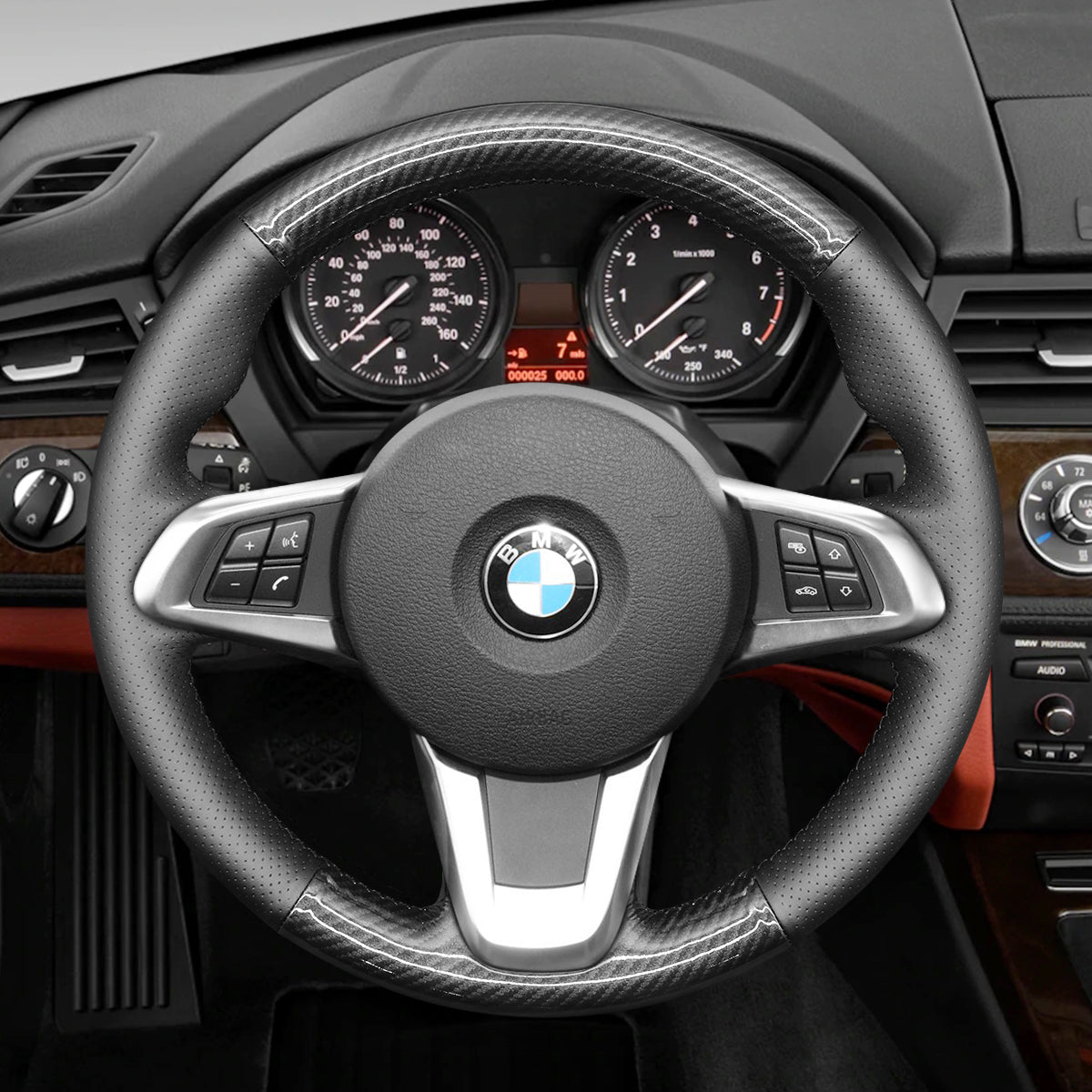 MEWANT Leather Suede Car Steering Wheel Cover for BMW Z4 E89 2009-2016