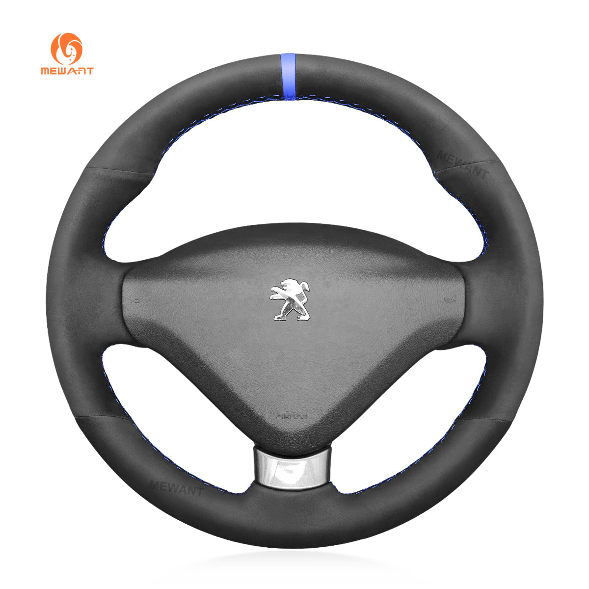 MEWANT DIY Suede Real Leather Car Steering Wheel Cover for?Peugeot?207?CC?2012-2014