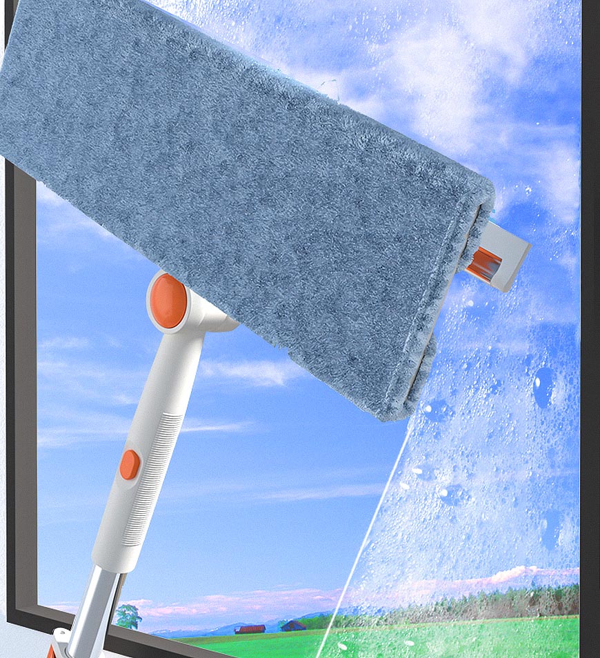 Joybos? Microfiber Telescopic Rod Glass Window Cleaning Wiper With Fork T7