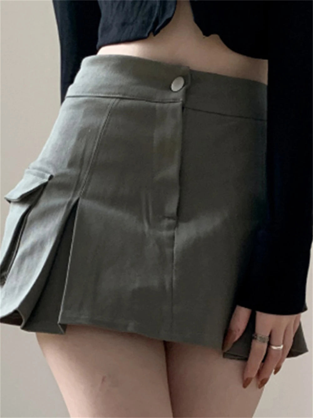 Women Y2k Solid Denim Mini Skirt Street Style Vintage Fashion Cargo Jeans Skirts A-line Female High Waist Summer Slim Streetwear