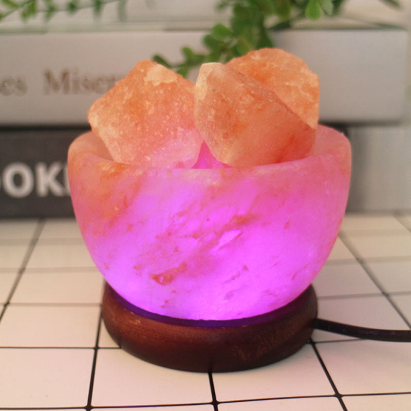 Crystal Salt Stone Lamp LED Colorful Color Changing Decoration