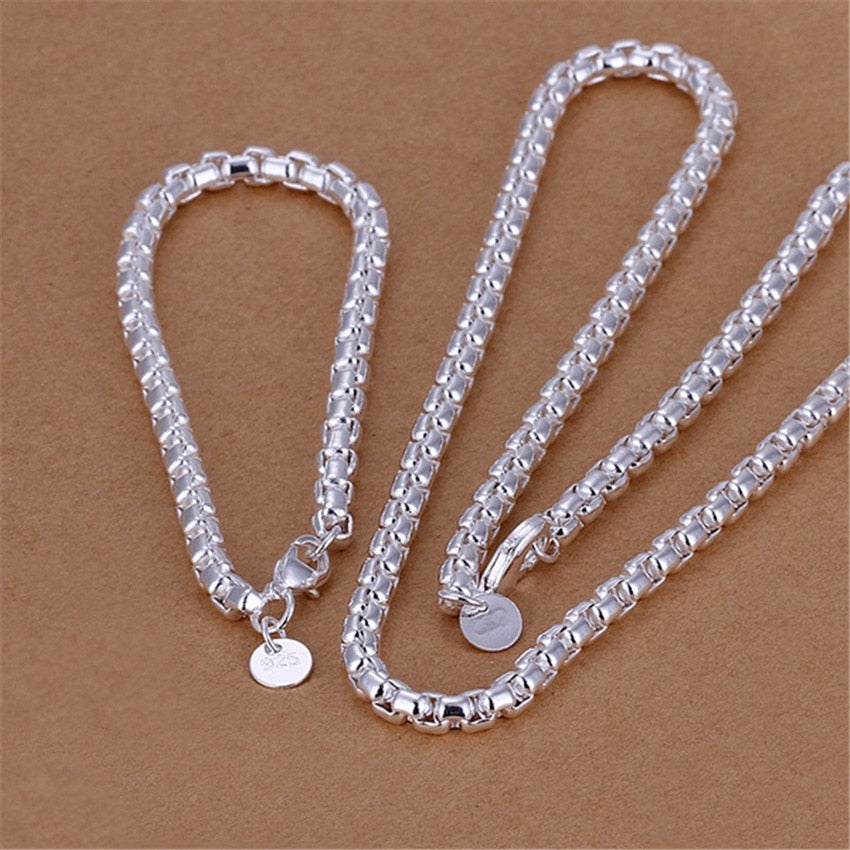 925 Sterling Silver Bracelets necklace Jewelry set