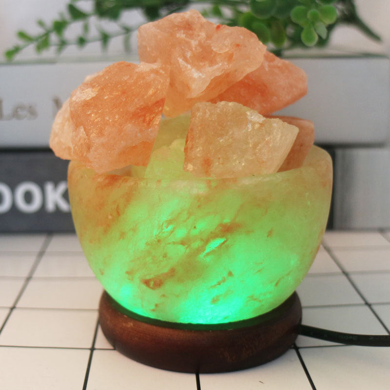 Crystal Salt Stone Lamp LED Colorful Color Changing Decoration