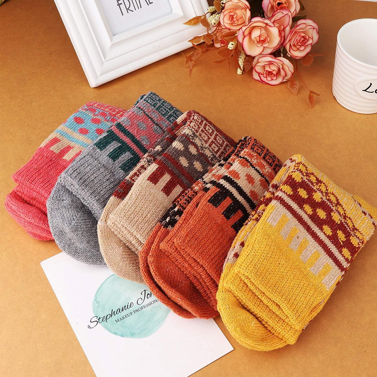 10 Pairs Womens Winter Wool Knit Socks - Soft Warm Cozy Thick Vintage Casual Crew Socks Gifts