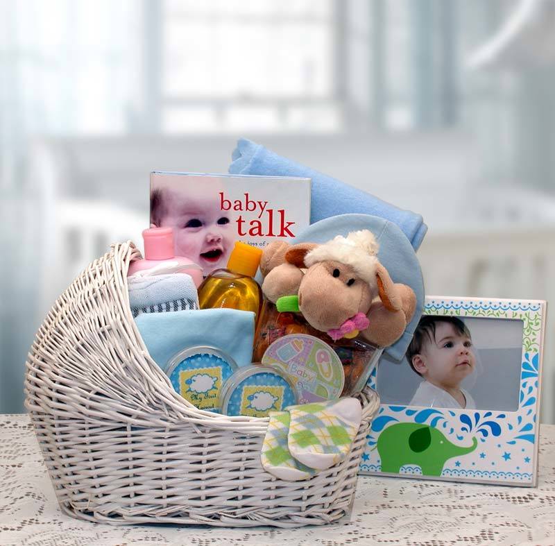 Double Delight Twins New Baby Gift Basket - Blue