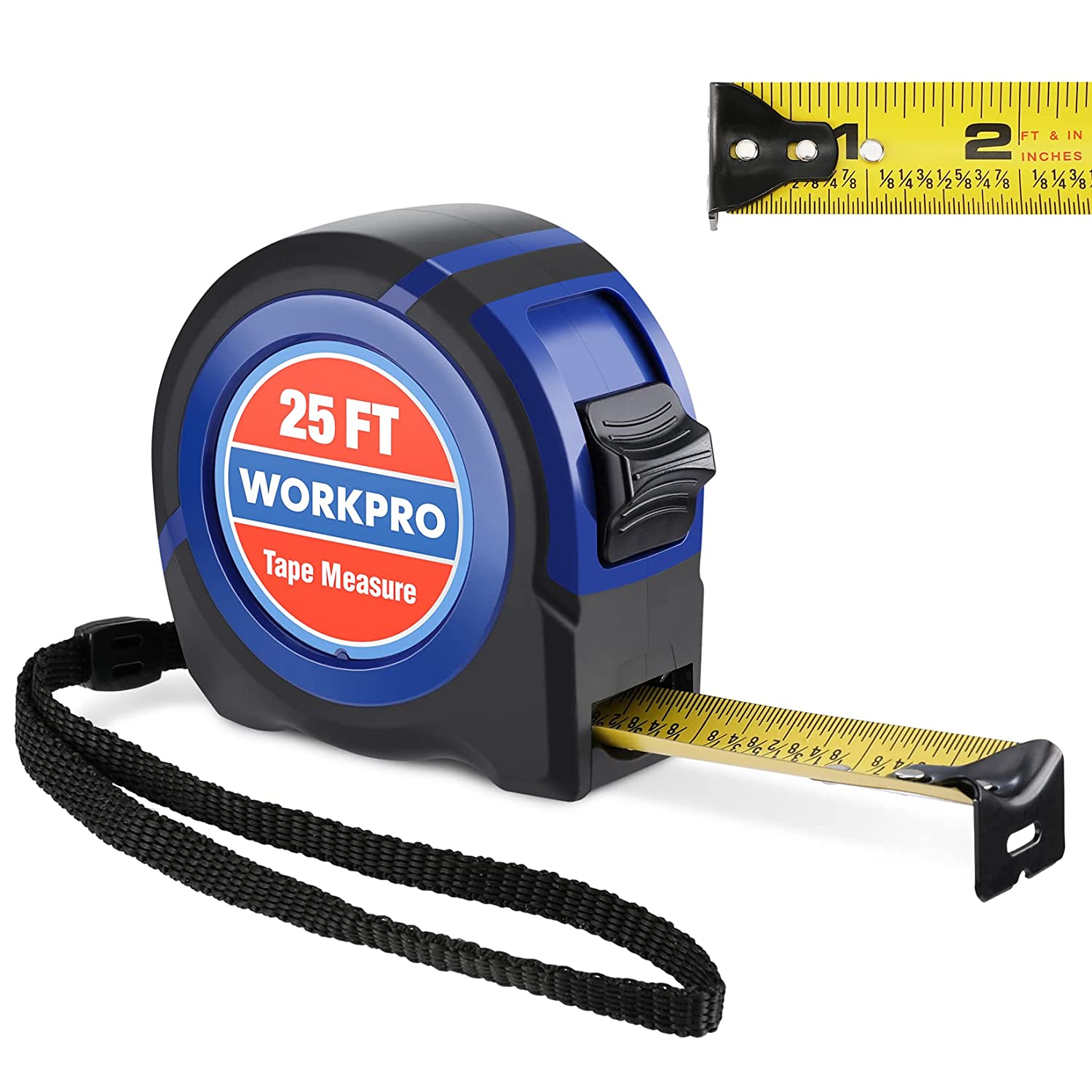 WORKPRO Tape Measure 25 FT, Tape Measure with Fractions Every 1/8