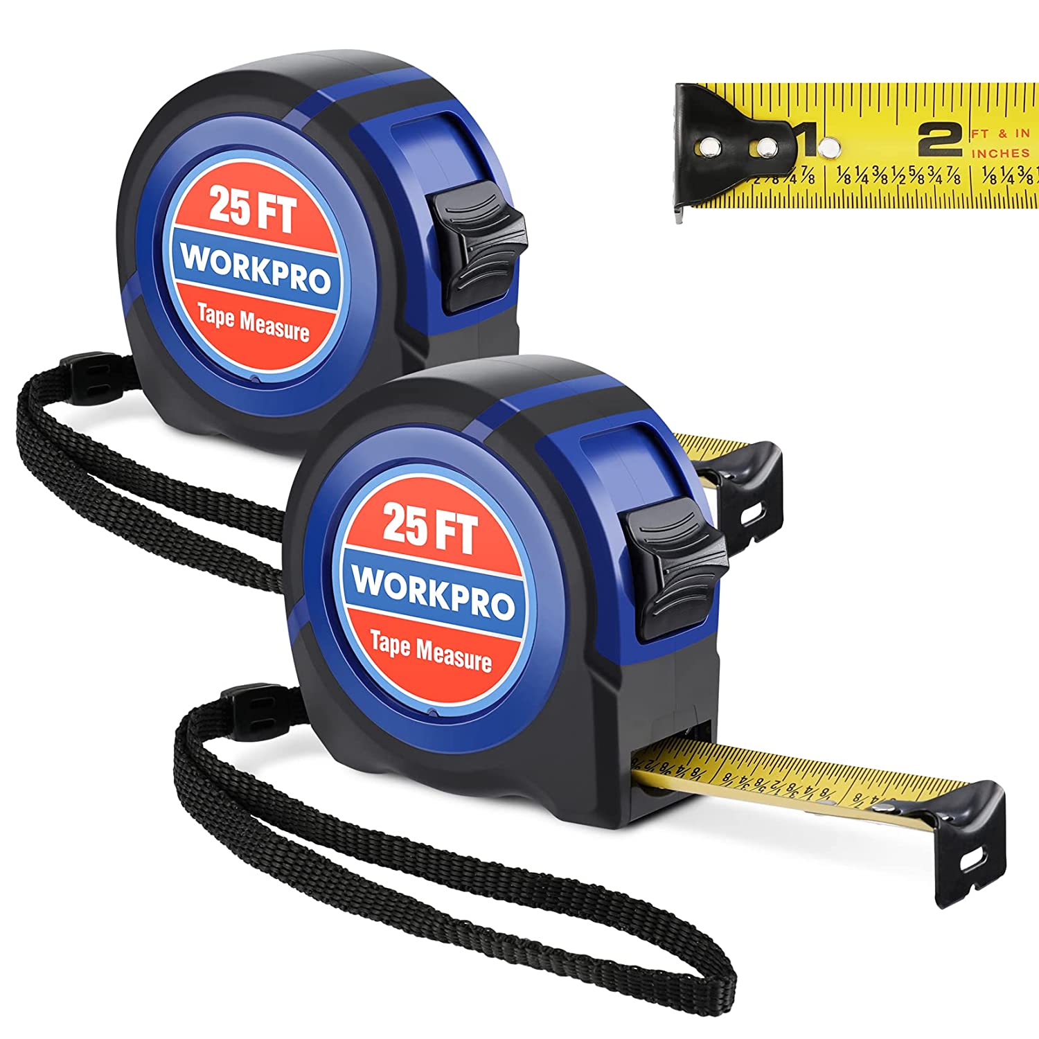 WORKPRO Tape Measure 25 FT, Tape Measure with Fractions Every 1/8