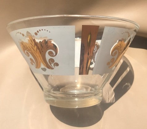 1970 Lead Crystal Glass Salad Bowl with Copper Plating