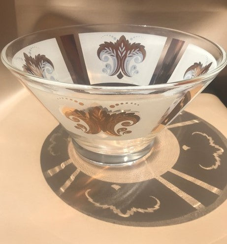 1970 Lead Crystal Glass Salad Bowl with Copper Plating