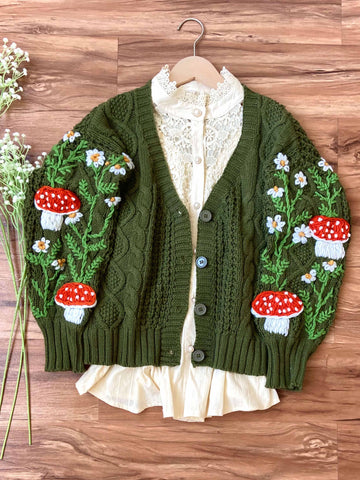 cottagecore-mushroom-daisy-cardigan | VintageMist