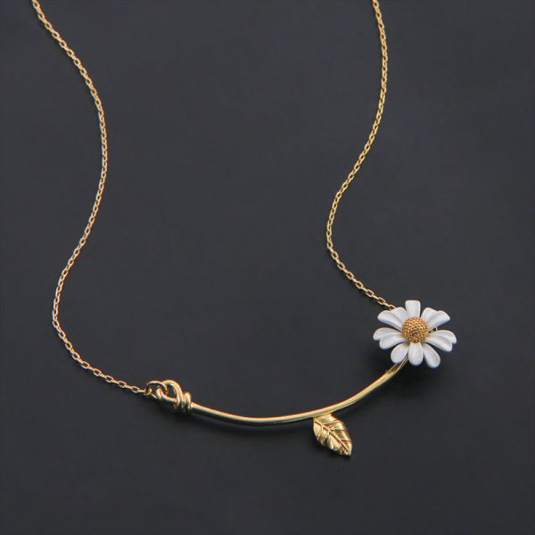 Korean Style Daisy Flower Asymmetrical Stud Earring Set for Women