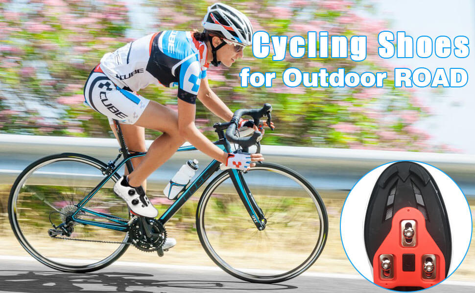 Road Bike Shoes Womens Cycling Shoes with Cleats Set - Compatible with SPD SL Delta Cleats - Women Indoor Cycling Shoes