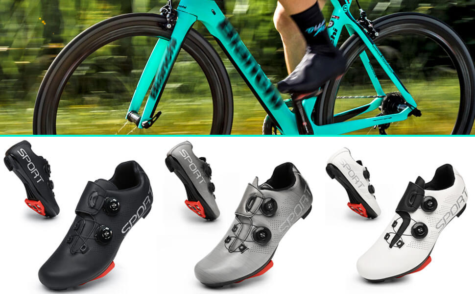 Road Bike Shoes Womens Cycling Shoes with Cleats Set - Compatible with SPD SL Delta Cleats - Women Indoor Cycling Shoes