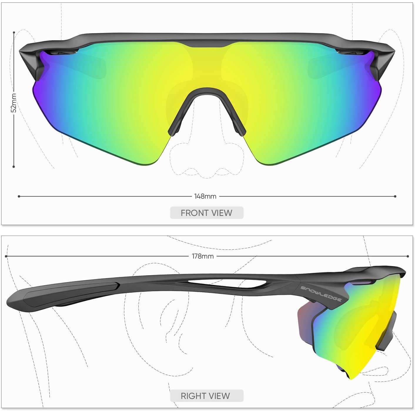 Cycling Glasses, TR90 Unbreakable Frame Polarized Anti-UV400 Sports Sunglasses