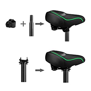 Extra Bike Seat - Oversized Bicycle Seat, Compatible with Peloton, Exercise or Road Bikes, Bike Saddle Replacement with Wide Cushion for Men & Women Comfort