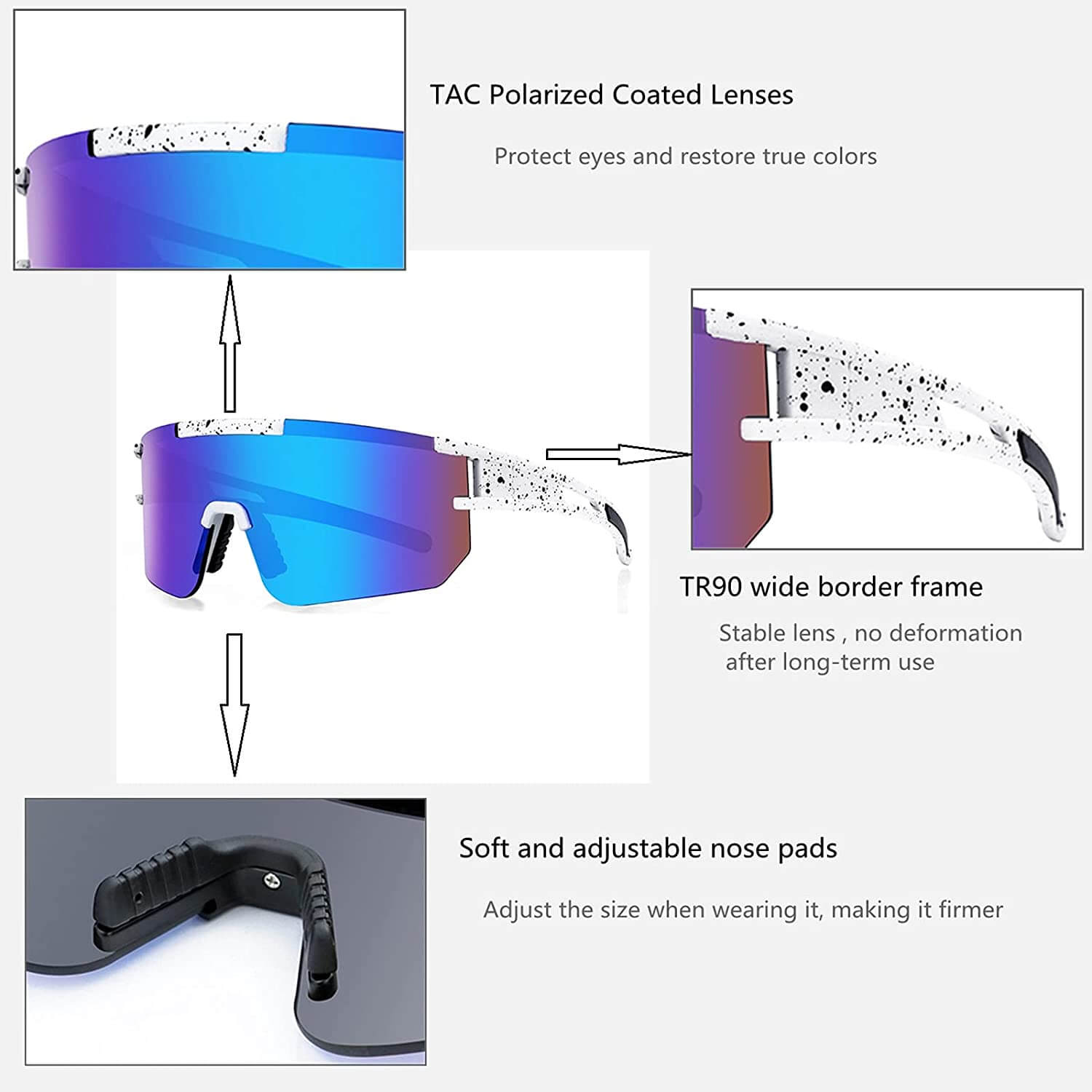 Polarized Sunglasses for Man and Women, Sun Glasses UV Protection for Cycling, Fishing, Running, Outdoor Sports