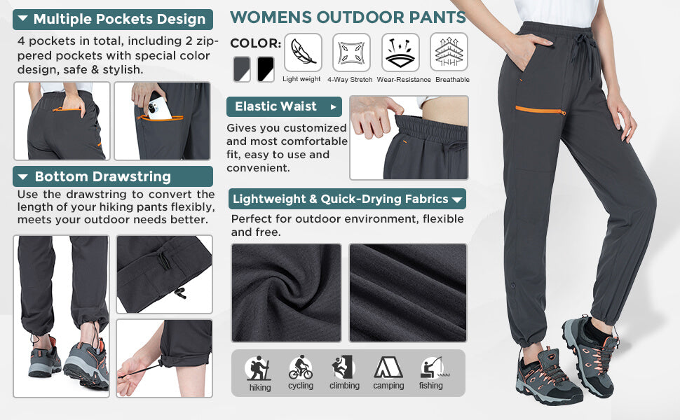 Women's UPF50+ Quick Dry Lightweight Hiking Pants