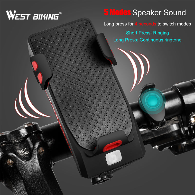 WEST BIKING 400 lumen Multifunction Bike Light With Phone Holder Bicycle Highlight 2000/4000mAh Power Bank Cycling Flashlight